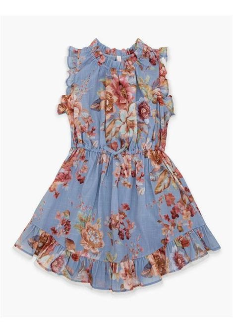 Abito con stampa ZIMMERMANN KIDS | 1449DRS261DENIM FLORAL MULTI